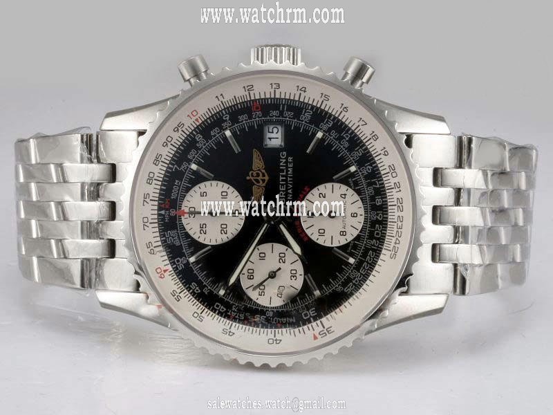 Breitling Navitimer Chronograph 117810 Black Dial Silver Stainless Steel Strap 42mm Watch