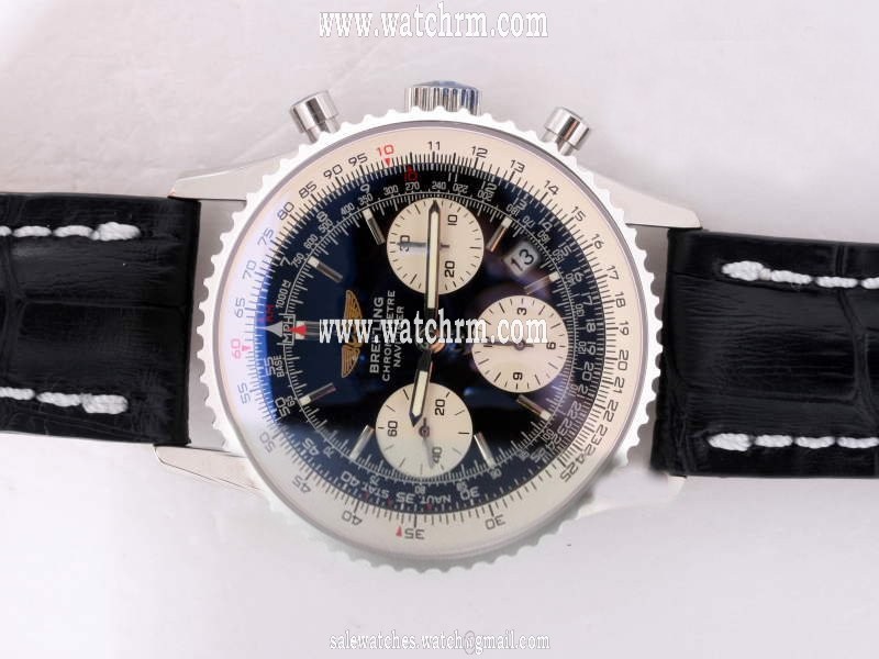 Breitling Navitimer Chronograph Steel Black Dial Stainless Steel Bezel Watch