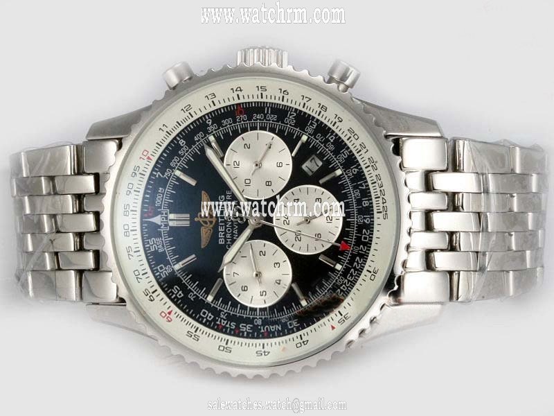 Breitling Navitimer Chronograph Steel Round Mens Silver Stainless Steel Strap Watch
