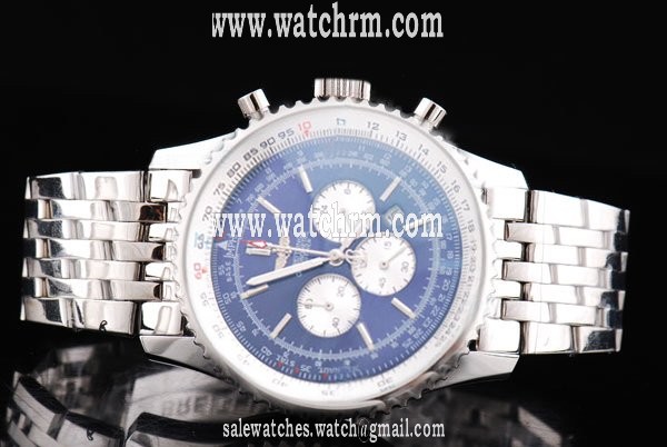 Breitling Navitimer Chronograph Steel Silver Stainless Steel Strap Blue Dial 48mm Watch