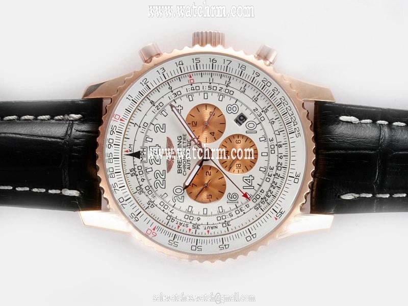 Breitling Navitimer Cosmonaute A2232212 White Dial Rose Gold Bezel Automatic Watch
