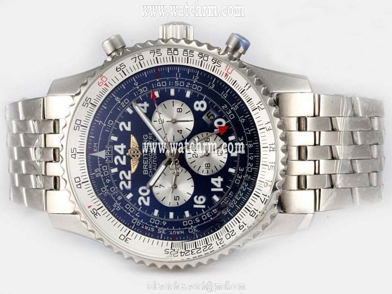 Breitling Navitimer Cosmonaute Steel Blue Dial Automatic Stainless Steel Bezel Watch