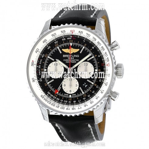Breitling Navitimer GMT Black Dial Stainless Steel Men's Watch AB044121/BD24BKLD