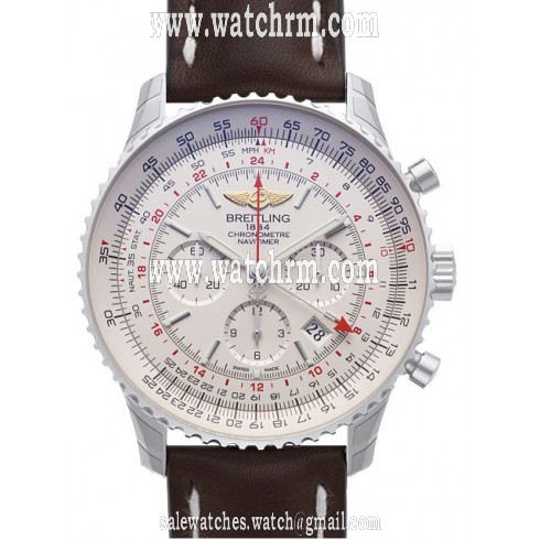 Breitling Navitimer GMT Chronograph Brown Leather Men's Watch AB044121-G783BRLT