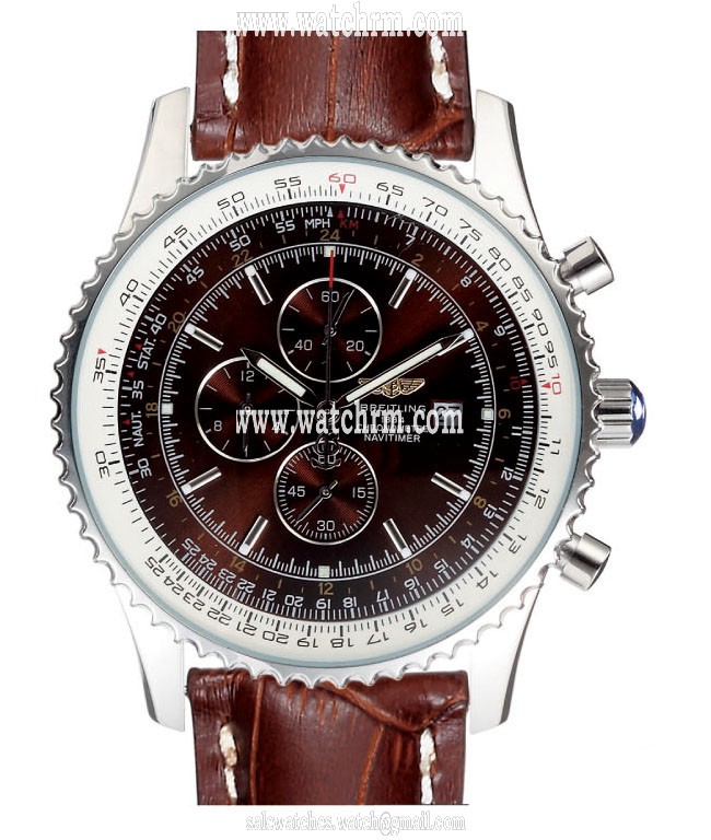 Breitling Navitimer H2432212/B852-2CD Brown Dial 46mm Brown Crocodile Leather Strap Watch