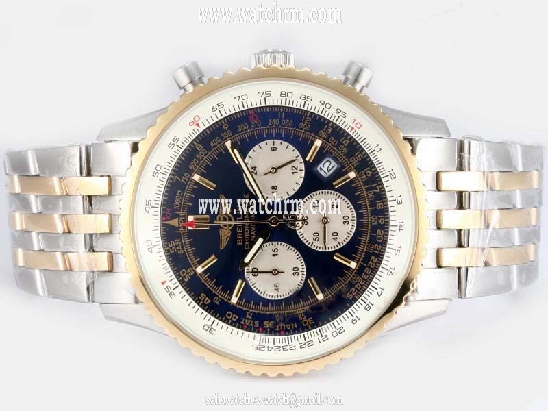 Breitling Navitimer Heritage Yellow Gold Round Silver 18k Gold Strap Mens Watch