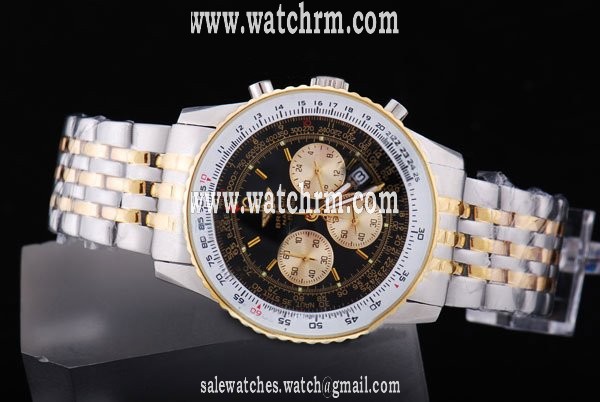 Breitling Navitimer Heritage Yellow Gold Round Yellow Stainless Steel Strap Mens Watch