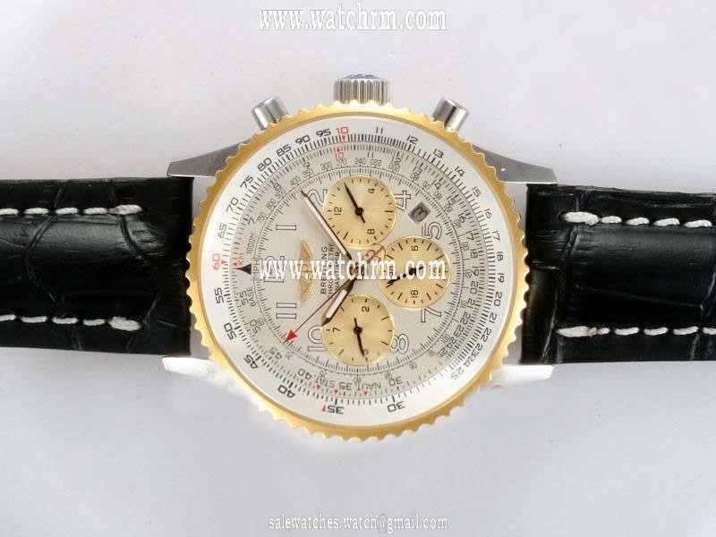 Breitling Navitimer Heritage Yellow Gold Yellow Dial Black Stainless Steel Strap 42mm Watch