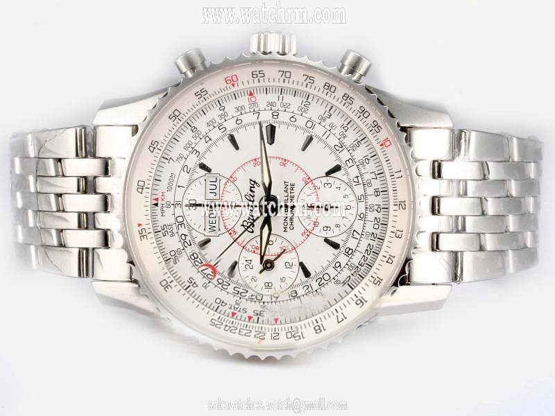 Breitling Navitimer Montbrillant Datora Steel Automatic Round White Dial Watch