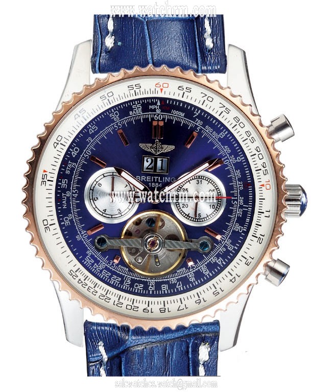 Breitling Navitimer R1436002-G660-756P Tourbillon 43.7mm Blue Dial Watch