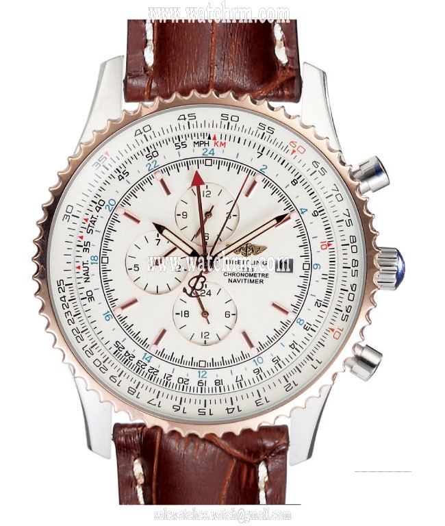 Breitling Navitimer World A24322 Round Brown Crocodile Leather Strap Watch