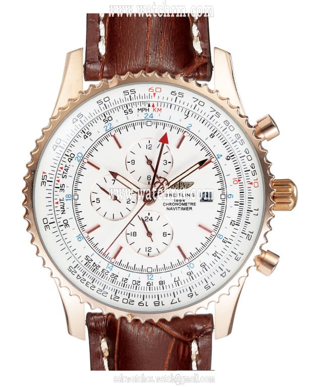 Breitling Navitimer World A24322 White Dial Stainless Steel with Rose Gold Bezel Automatic Watch