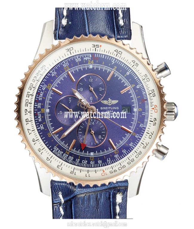 Breitling Navitimer World A2432212-C651-102X Round Blue Crocodile Leather Strap Blue Dial Watch