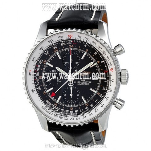 Breitling Navitimer World Black Dial Crocodile Leather Automatic Men's Watch A2432212-B726BKCD