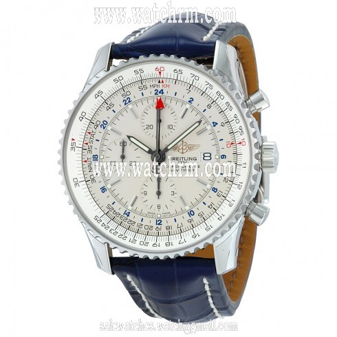 Breitling Navitimer World Chronograph Automatic Silver Dial Men's Watch A2432212-G571BLCD