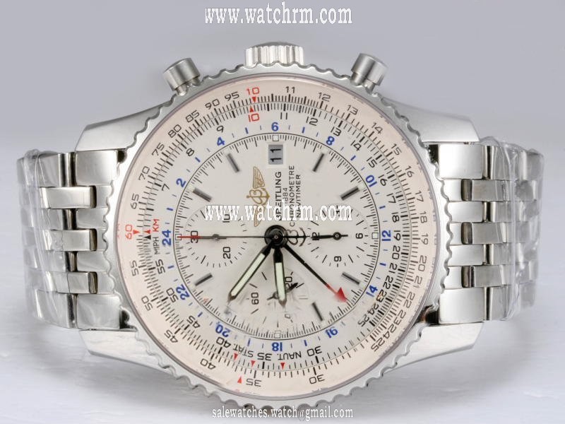 Breitling Navitimer World Steel 4 White Dial Automatic Round Watch