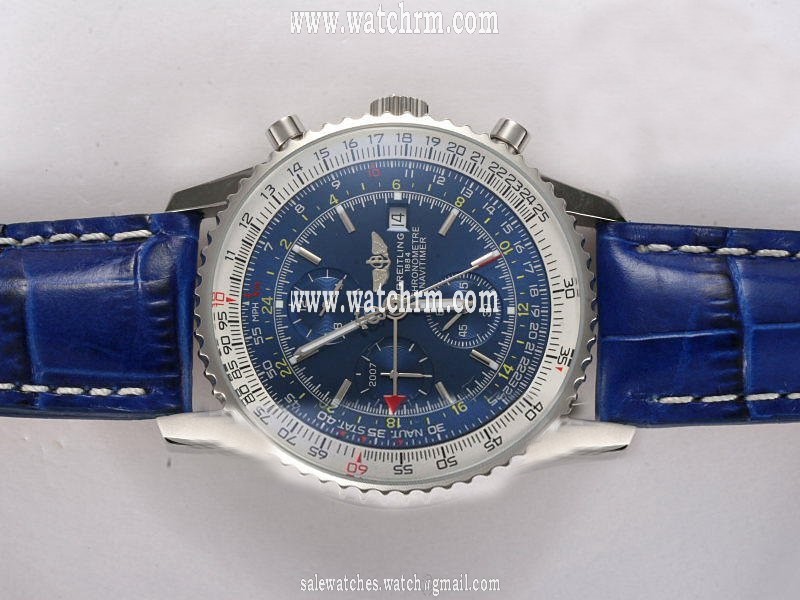 Breitling Navitimer World Steel Blue Dial Blue Stainless Steel Strap Watch