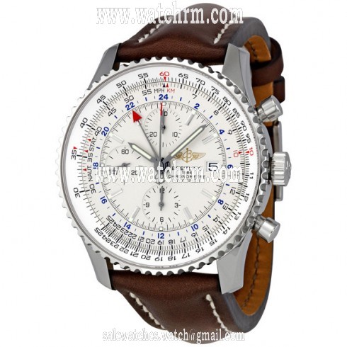 Breitling Navitimer World Steel Brown Strap Watch A2432212-G571BRLT
