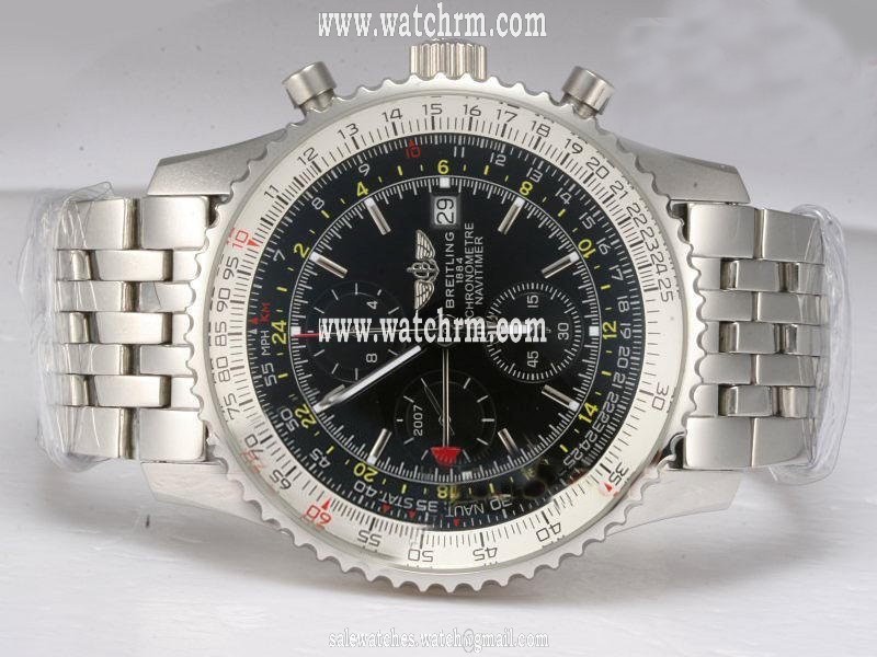 Breitling Navitimer World Steel Round Silver Stainless Steel Strap Watch