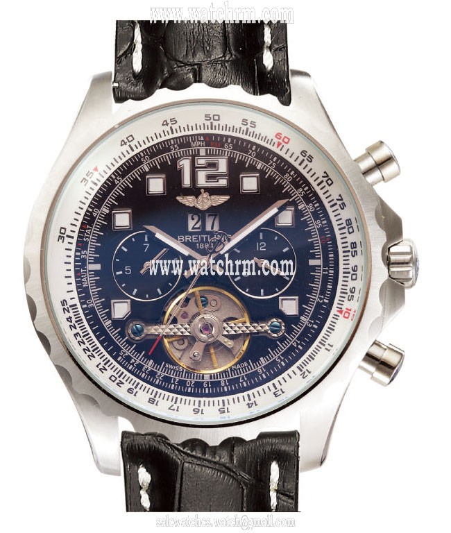 Breitling Professional Chronospace A2336035/f555-1lT Black Crocodile Leather Strap Black Dial Watch