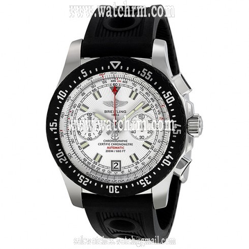 Breitling Skyracer Raven Silver Dial Chronograph Black Rubber Men's Watch A2736434-G615BKOR
