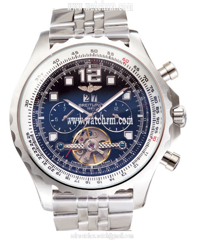 Breitling Super Avenger Chronograph A2336035/BA68/201S Round Tourbillon Black Dial Watch