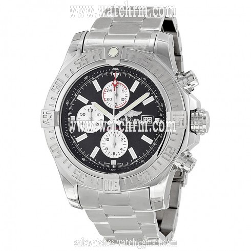 Breitling Super Avenger II Black Dial Chronograph Stainless Steel Automatic Men's Watch A1337111-BC29SS