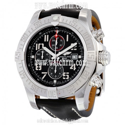Breitling Super Avenger II Chronograph Automatic Black Dial Black Leather Men's Watch A1337111-BC28BKLD