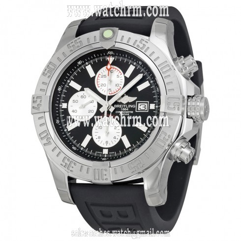 Breitling Super Avenger II Chronograph Automatic Black Dial Black Rubber Men's Watch A1337111-BC29BKPT3