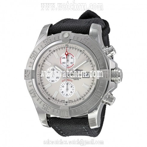Breitling Super Avenger II Chronograph Stratus Silver Dial Black Fabric Men's Watch A1337111-G779BKFT