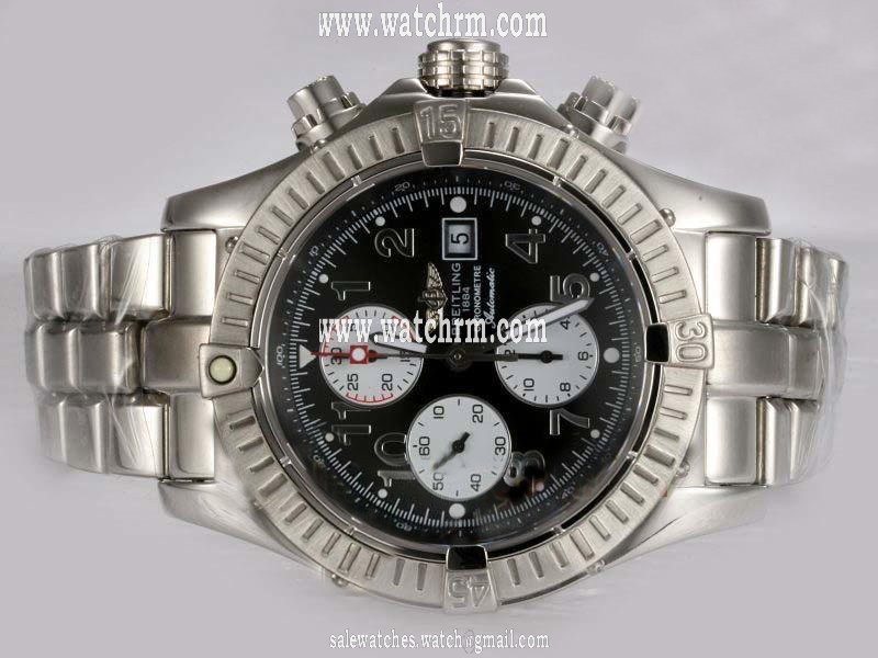 Breitling Super Avenger S.A.Steel Round Silver Stainless Steel Strap Mens Watch