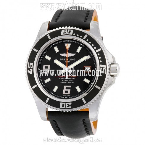 Breitling Superocean 44 Automatic Black Dial Black Leather Men's Watch A1739102-BA80BKOGT