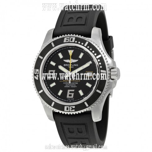 Breitling Superocean 44 Automatic Black Dial Black Rubber Men's Watch A1739102-BA78BKPT3