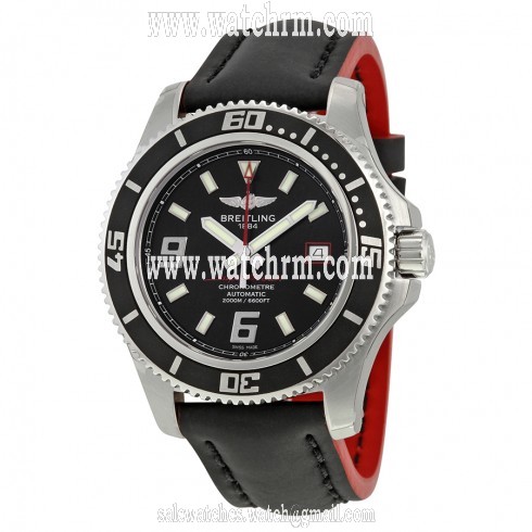 Breitling Superocean 44 Automatic Black Dial Black Leather Men's Watch A1739102-BA76BKRDT