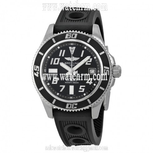 Breitling SuperOcean 42 Black Dial Black Rubber Men's Watch A1736402-BA28BKOR