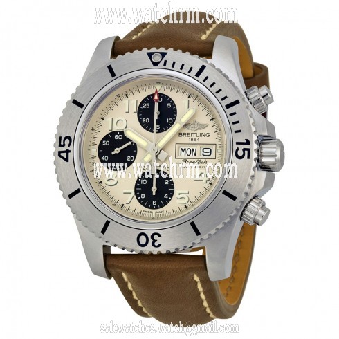 Breitling Superocean Chronograph Automatic Silver Dial Brown Leather Men's Watch A13341C3-G782BRLT