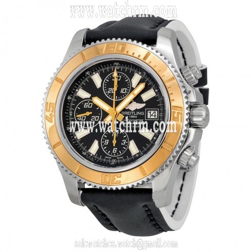 Breitling Superocean Chronograph II Automatic Black Dial Black Leather Men's Watch C1334112-BA84BKWLT