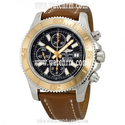 Breitling Superocean Chronograph II Black Dial Brown Leather Men's Watch C1334112-BA84BRLD