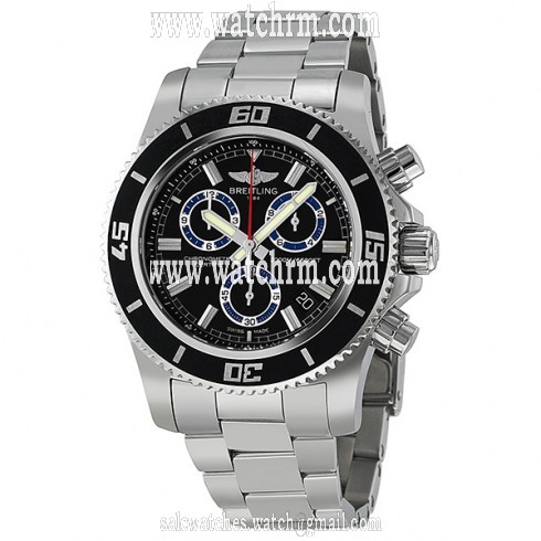 Breitling Superocean Chronograph m20000 Black Dial Stainless Steel Men's Watch A7