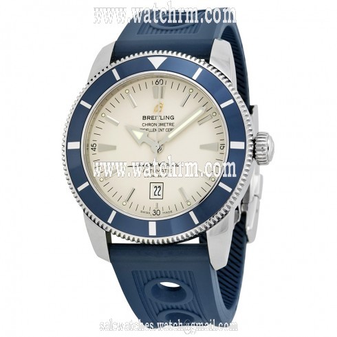 Breitling Superocean Heritage 46 Silver Dial Blue Rubber Men's Watch A1732016-G642BLOR