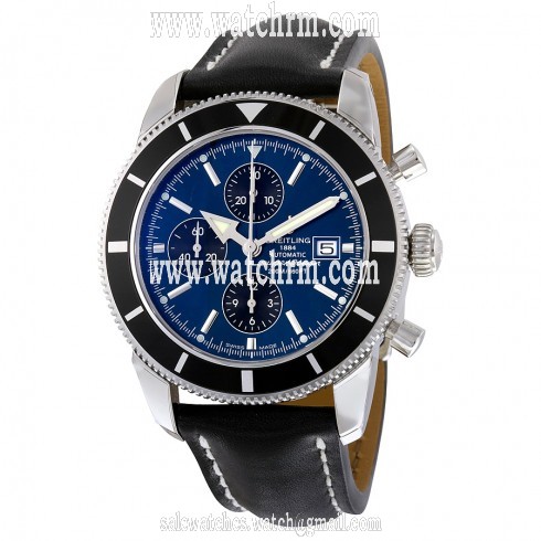Breitling Superocean Heritage Chronograph Automatic Blue Dial Black Leather Men's Watch A1332024-C817BKLD