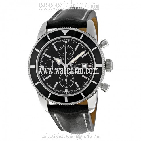 Breitling Superocean Heritage Chronograph Black Dial Black Leather Men's Watch A1332024-B908BKLD
