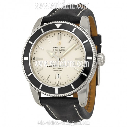 Breitling Superocean Heritage Silver Dial Black Leather Men's Watch A1732024-G642BKLT
