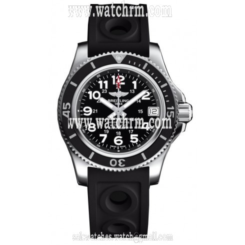 Breitling Superocean II 36 Black Dial Black Rubber Men's Watch A17312C9/BD91BKORT