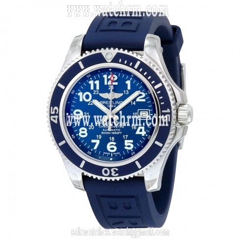 Breitling Superocean II 42 Automatic Blue Dial Blue Rubber Strap Men's Watch A17365D1-C915BLPT3