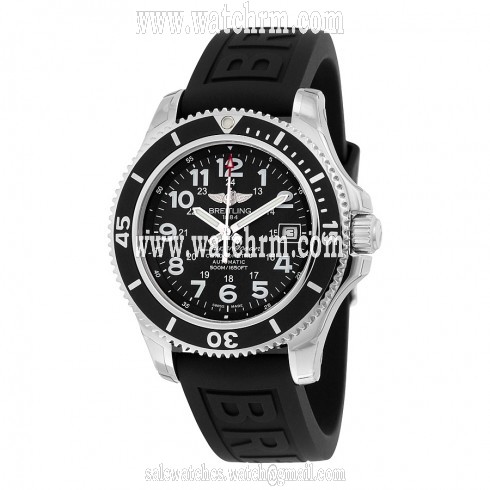 Breitling Superocean II 42 Black Dial Black Rubber Men's Watch A17365C9/BD67BKPT3