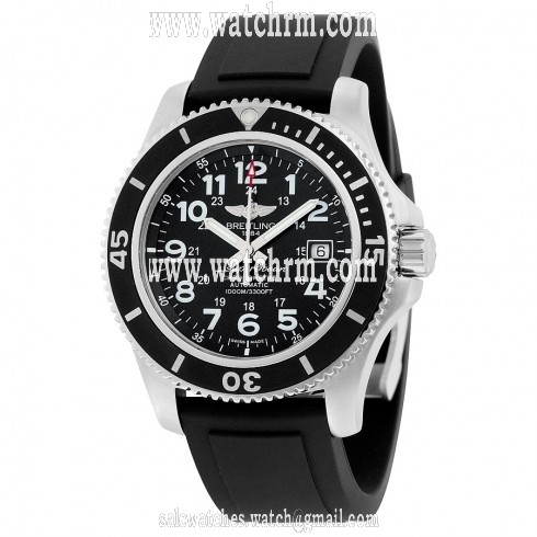 Breitling Superocean II 44 Automatic Black Dial Black Rubber Men's Watch A17392D7-BD68BKPT