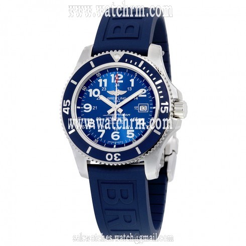 Breitling Superocean II 44 Automatic Metallic Blue Dial Blue Rubber Men's Watch A17392D8-C910BLPD3