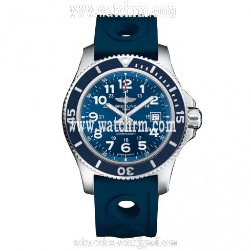 Breitling Superocean II Gun Blue Dial Blue Ocean Racer II Rubber Automatic Men's Watch A17392D8/C910