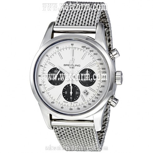Breitling Transocean 01 Automatic Chronograph Silver Dial Stainless Steel Men's Watch AB015212-G724SS